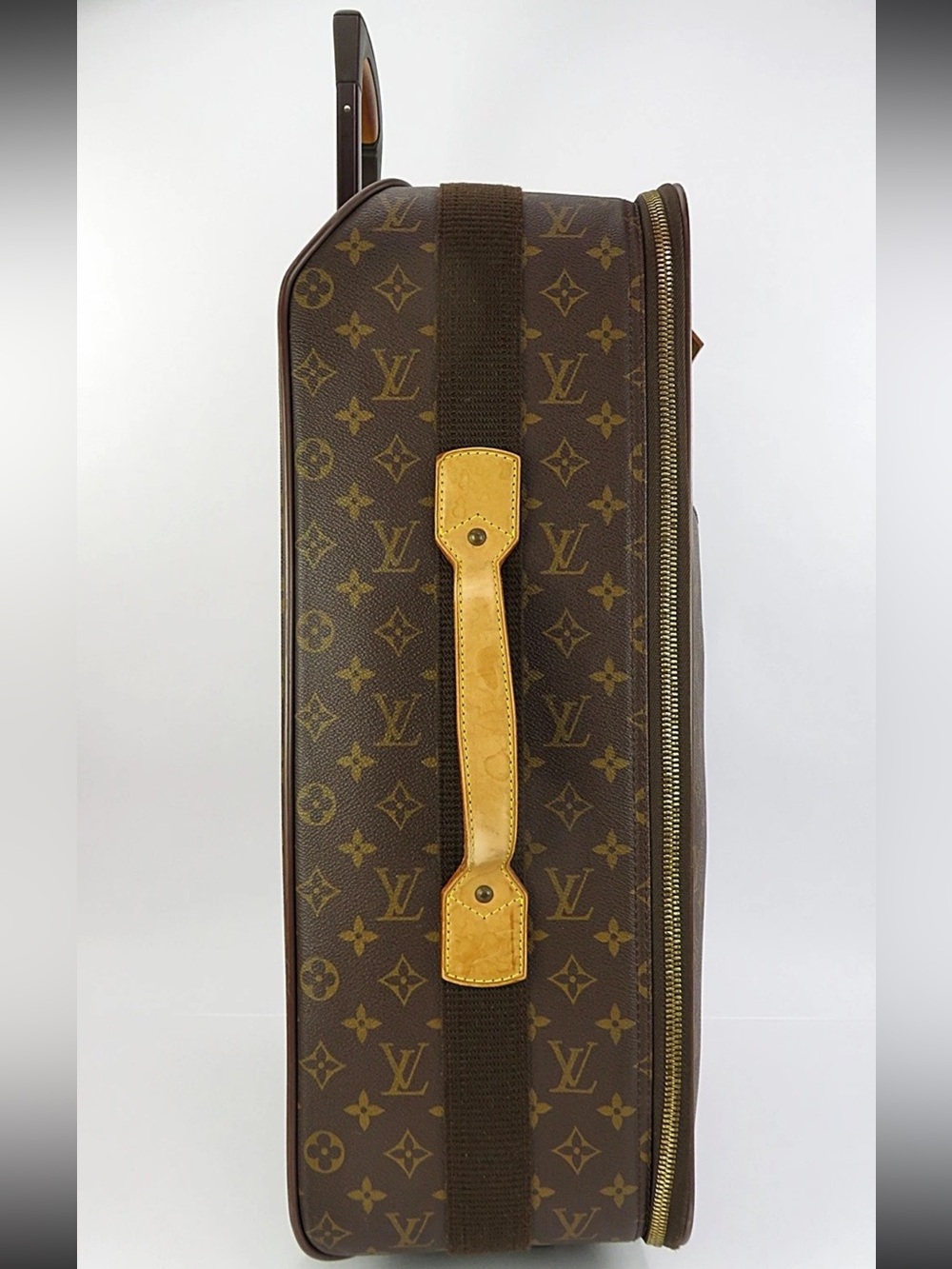 Louis Vuitton Brown Monogram Carry-On Suitcase with Leather Trim - Picture 4 of 16